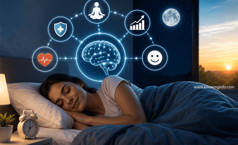 Person sleeping peacefully illustrating the importance of sleep for health, mood, and productivity